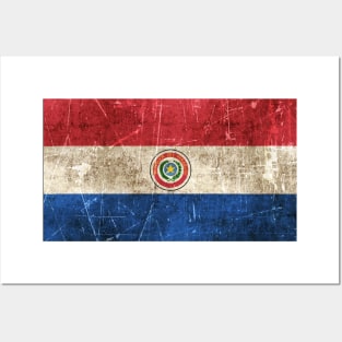 Vintage Aged and Scratched Paraguay Flag Posters and Art